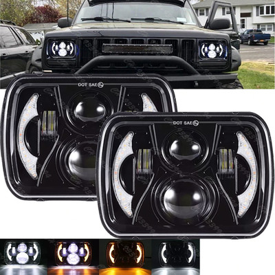 5X7'' 7x6'' LED Headlight H4 For Jeep Cherokee XJ 1984-2001 Wrangler YJ 1986-1995
