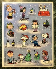 Vintage Snoopy Peanuts Sticker Sheet, Christmas Xmas Holidays, Hallmark 1980s