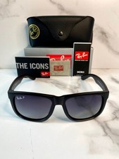 Ray-Ban Justin RB4165 Rectangular Sunglasses for Men - Matte Black/Grey Gradient