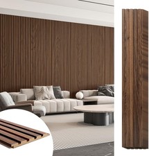 Wood Slat Wall Panels Fluted MDF 6-Pack 94.6 x 7.4 in Walnut  3D Textured