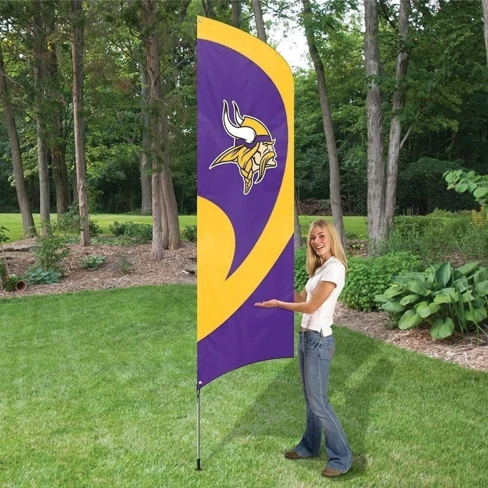Minnesota Vikings 8 Foot Tall Team Flag Tailgating Kit with Metal Pole - Image 2 of 2