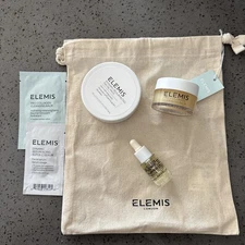 Elemis Travel Size Set- Cleansing Balm, Facial Pads, Facial Oil, Canvas Bag 