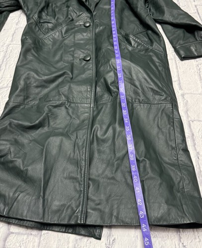 Vintage Leather Jacket Green Trench 1980s Small - Bild 10 von 12