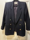 Kasper A.S.L. navy blue 100% wool blazer jacket pockets shoulder pads lined — photo 1