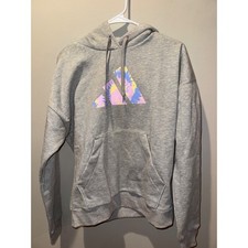 Adidas Womens Heather Gray Hoodie Size S Multi-Color Logo NWT 79 