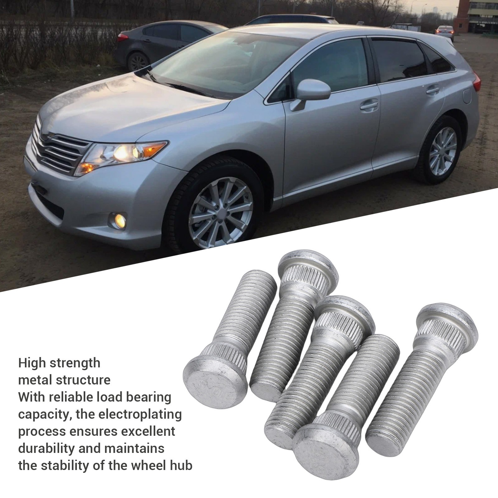 5PCS Wheel Lug Studs 90942-02049 M12x1.5 Thread Zinc Plated Wheel Hub Bolts Repl