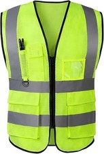 High Visibility Safety Vest with Reflective Strips  Pockets Mesh Vest , 1 Count