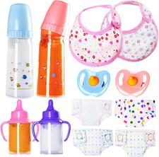 12PCS Baby Doll Accessories Set,Doll Pretend Play Feeding Toys,Baby Doll Feeding