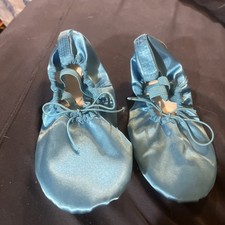 Girls Ballet Dance Split-Sole Torquise Slipper Size 4 Shoes Elastic Pull