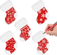 40 Pcs Mini Christmas Stocking Cutouts with Glue Dots for Classroom Crafts