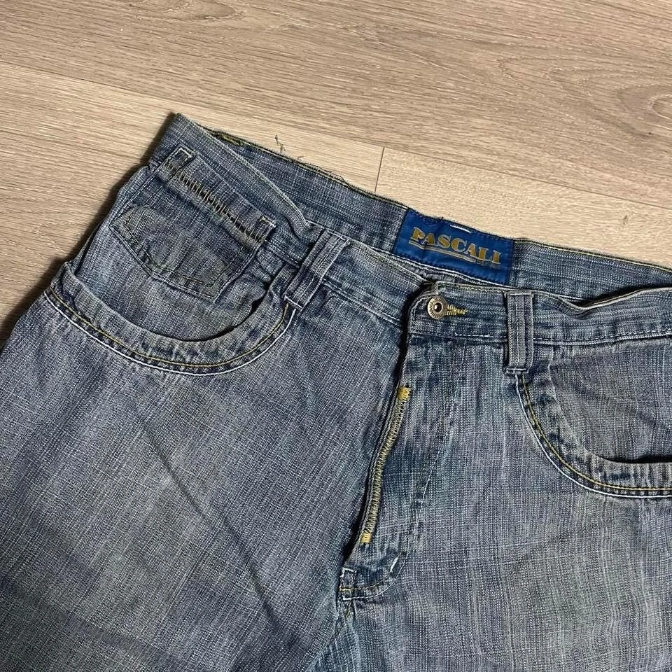 Y2K Pascali мешковатые вышитые джинсовой ткани света стирка Jean шорты Jorts - Изображение 3 из 4