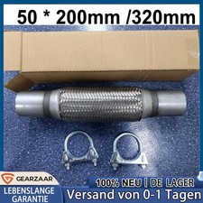 Edelstahl Flexrohr Ø50 x 200/320mm + 2 Schellen Flexstück Auspuff ohne Schweißen
