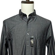 Haggar Shirt Mens Medium Gray Button Down Long Sleeve Office NEW NWT
