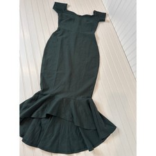 NWOT Lulus How Much I Care Dark Green Off-the-Shoulder Midi Dress Mermaid Size S