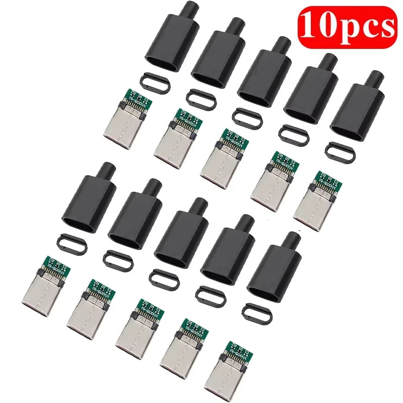 10Pcs Type C USB 3.1 3A Fast Charging Male Jack Tail Plug DIY Data ...