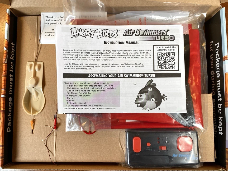 OPEN BOX Angry Birds Air Swimmers Turbo Remote Control Flying Balloon Toy Rovio - Image 3 of 4