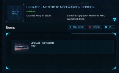 Star Citizen CCU Meteor to Origin M80 Warbond Upgrade RSI Gift