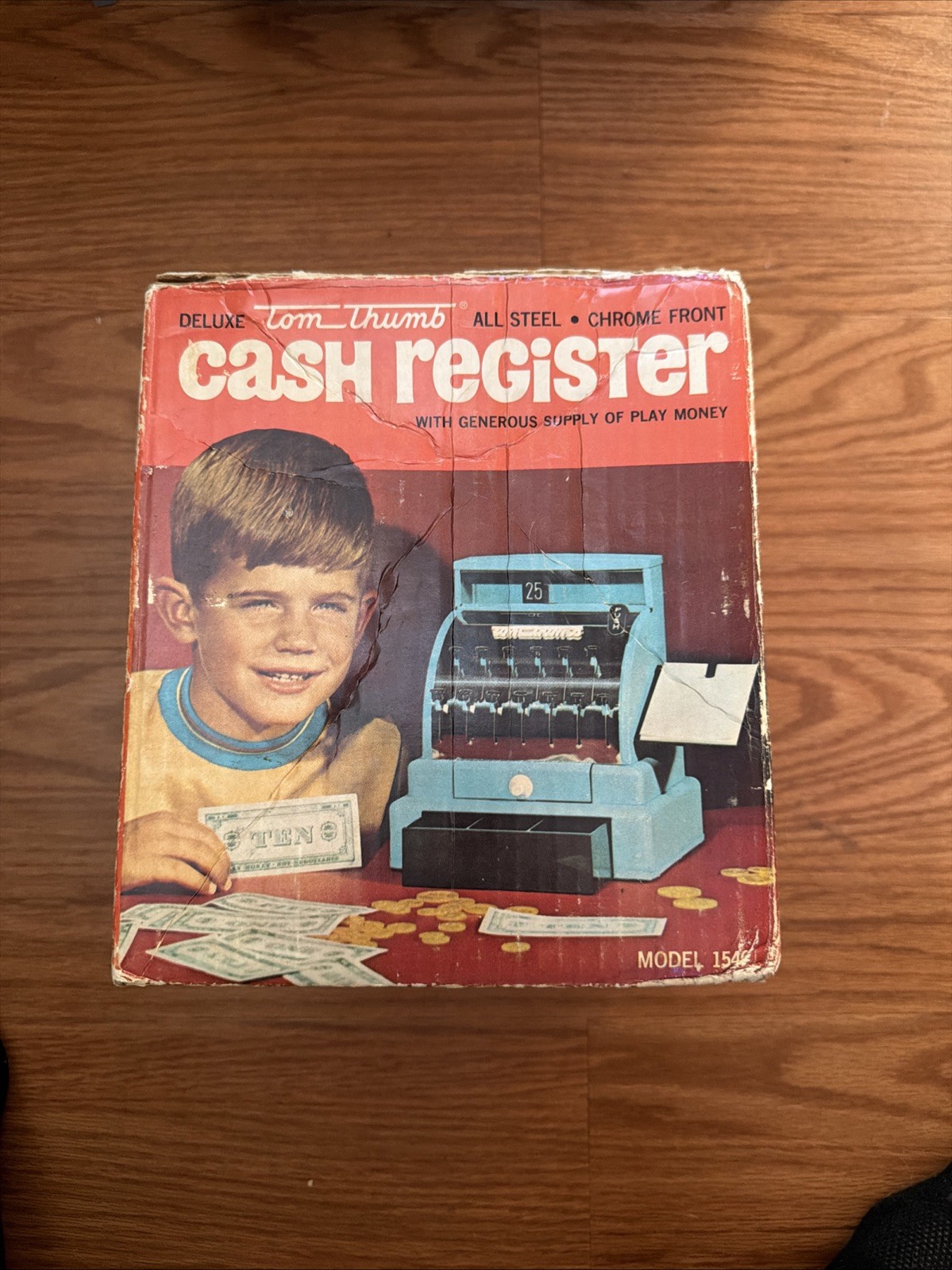 как выглядит Vintage TOM THUMB Cash Register Original Box 1546 BOX ONLY - EMPTY BOX фото