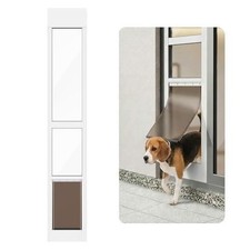 Sliding Glass Dog Door Insert 75-80In Adjustable Aluminum Large Pet White