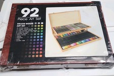 92 Piece Deluxe Art Set Pencil  Paint Mixed in Wood Case