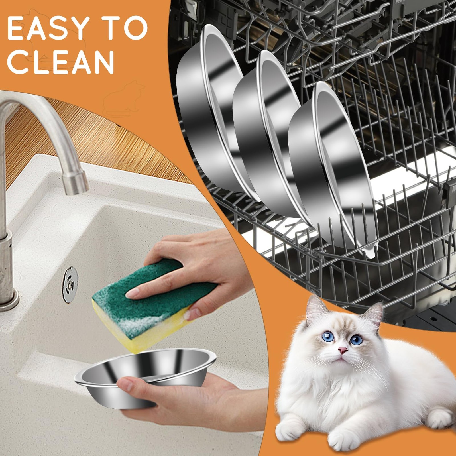 12Pcs Cat Bowls,Stainless Steel Cat Food Bowls,Metal Cat Dishes Whisker Fatig...