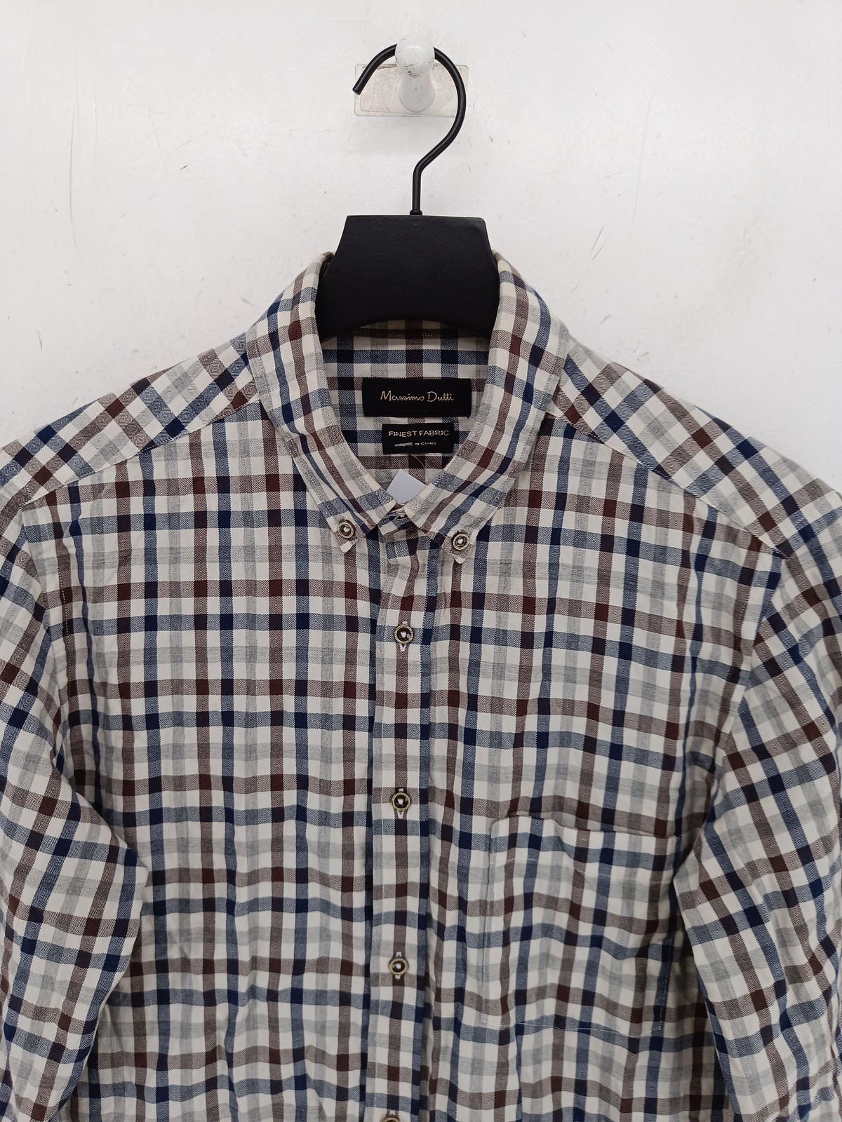 Camicia uomo Massimo Dutti M bianca a quadri 100% altra basic