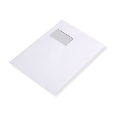300 St. Versandtaschen mit Fenster, A4/C4, 120 g Papier, weiß, selbstklebend