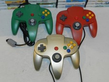 Lot of 3 Nintendo 64 N64 Wired Gray Green Gol...
