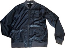 Air Jordan Black Satin Jumpman Full Zip Bomber Jacket 645051-010 Men's XL-T EUC