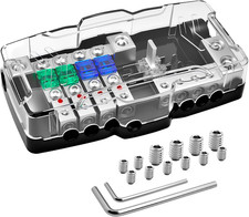 12V Fused Power Distribution Block Car Audio 4 Way MIDI Mini-Anl Fuse Block wi