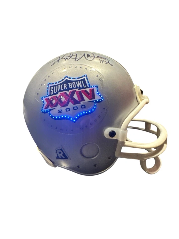 Kurt Warner Signed Super Bowl XXXIV Mini Helmet MVP Autograph St. Louis Rams NFL - Image 4 of 4