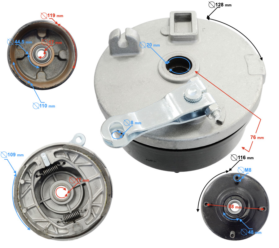 Tambour de frein avant droit pour ATV Eagle en acier moulé