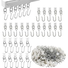 100Pcs Shower Curtain Set of Hooks and Gliders for Ceiling Drape Track