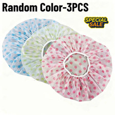 3PCS Shower Caps, Elastic Reusable Waterproof Plastic Shower Cap for Women Ladie