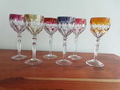 Kristall Glas Bunt Hofbauer Bleikristall 1970. 6 St