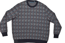 Perry Ellis Sweater 3XLT Big  Tall Blue Geometric Herringbone Cotton Blend NWT