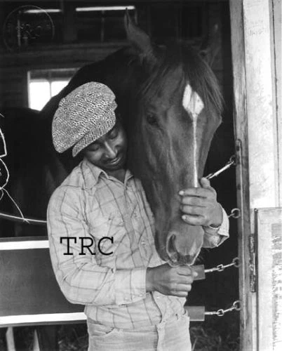 SECRETARIAT EDDIE SWEAT ORIGINAL TENDER MOMENT 8X10 PHOTO IN STALL