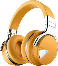Active Noise Cancelling Bluetooth Headphones Over-Ear 30H Battery Mic Yellow