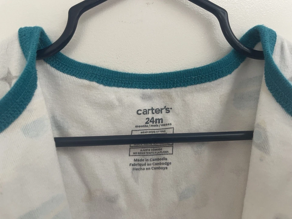 Carter's Bebé Niños 1 Pieza Espacio Exterior Astronauta Footie Dormir y Jugar Blanco 24 M Foto 2 de 4