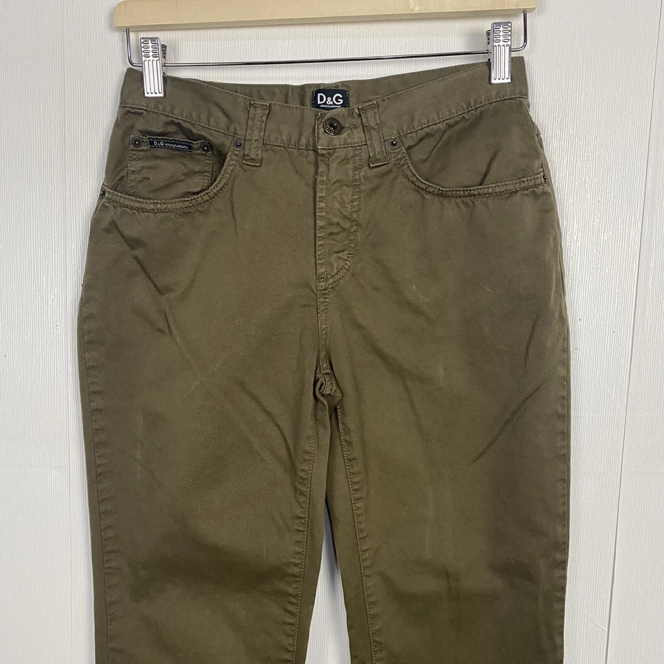 Dolce & Gabbana Women's Greenish Brown Trousers 100% Cotton Pants Size 27/41. - Image 2 of 4