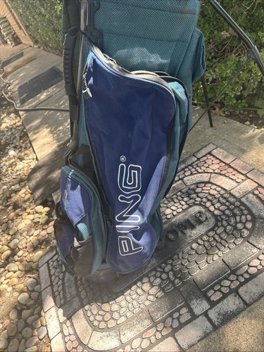 Vtg Ping Golf Bag Blue Stand Carry Bag Soft Top Made Hoofer 3 - Picture 5 of 8