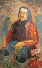 Dipinto ad olio espressionista europeo vintage