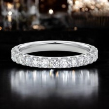 Engagement Round Cut Band 1 Carat  Lab Grown Diamond 950 Platinum Size 6 7 8 9