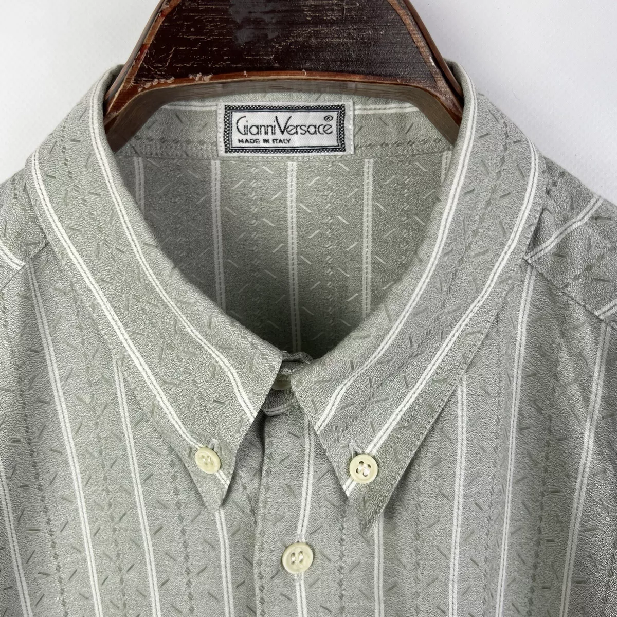 Vintage Men’s Gianni Versace Shirt Size 50 Large Button striped Made In Italy