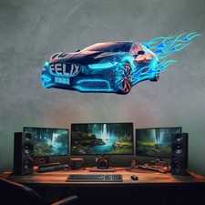 vz47 3D Wandtattoo Gamer mit Namen gaming Bild Auto  wandtattoo jugendzimmer