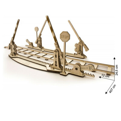 Ugears - Holz Modellbau Rails Schienen Bahnübergang 200 Teile