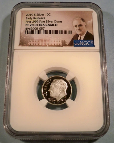 2019-S 10c .999 SILVER NGC PF70UCAM ROOSEVELT DIME PROOF ULTRA CAMEO PR 70 ER