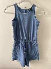 Athleta Girl Blue Romper M/8-10 Polyester/Spandex With Drawstring & Pockets