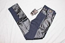 $2000 Versace Black Lamb Skin Leather Dark Blue Denim Jean (Size 24 - 28, 31 IT)