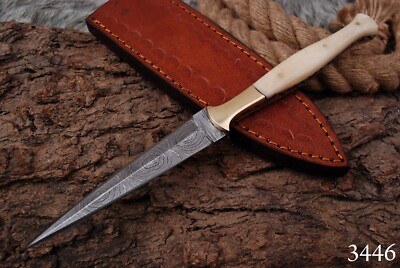 CUSTOM HANDMADE DAMASCUS STEEL DAGGER SKINNING HUNTING THROWING BOOT KNIFE X148